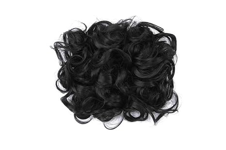 Omg Shop Average Size Dark Black Omg Short Curly Messy Hair Bun