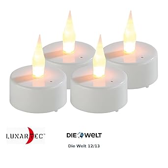 Lunartec Künstliche Teelichter: LED-Teelichter mit Luftzugsensor und beweglicher Flamme, 4er-Set (Elektro Teelichter)