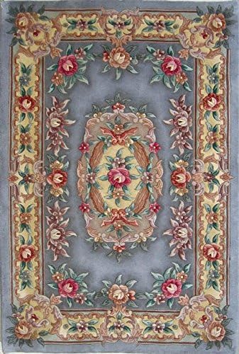 Chinese Premiere Superwashed Grey Floral Rugs PSW554
