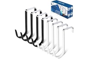 Myteaworld Over The Door Hooks, 8 Pack Over Door Hooks for Hanging Clothes, Towels, Coats, Over The Door Hooks Heavy Duty Soft Rubber Surface Prevents Scratches Black&White Door Hooks