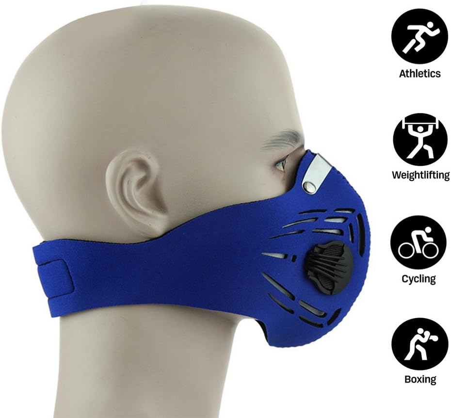 Newtall Workout Training Fitness Mask MMA High Altitude Simulation Dustproof Mask Activated Carbon Filtration Exhaust Gas Anti Pollen Allergy PM2.5 Face Mask Running Cycling Outdoor Sports