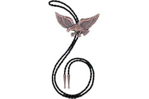 HLYMPONY Vintage Bolo Tie for Men Western Cowboy Cowgirl Rodeo American Flag Eagle Bolo Tie for Women