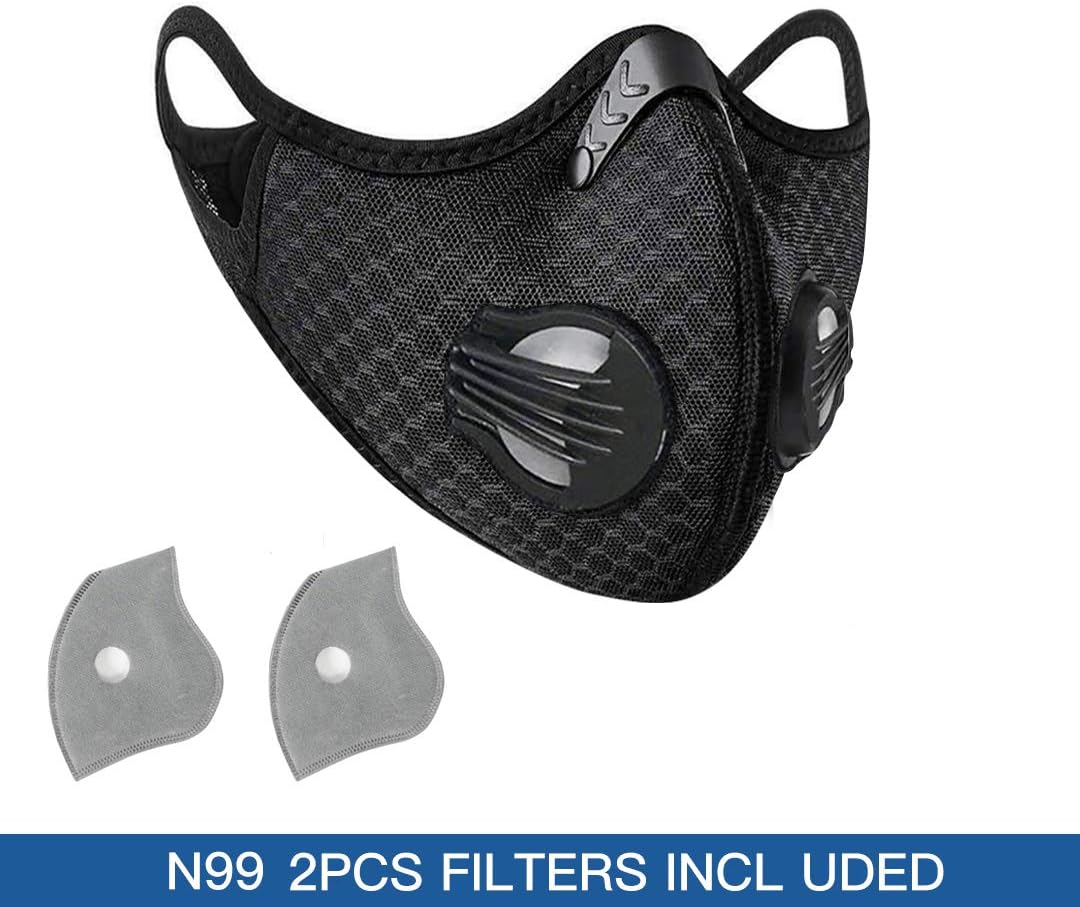 Dust Mask, hanging ear & reusable breathing mask, with extra activated carbon filter, for dust protection, pollen allergy, gardening, sports, cycling and running in cold weather (1)