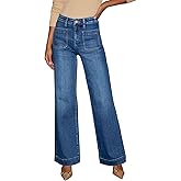 KUNMI Women's Wide Leg Jeans High Waisted Straight Leg Stretchy Denim Pants with Pockets