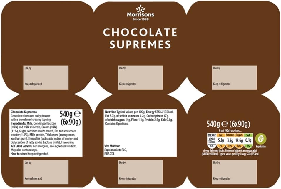 Morrisons Chocolate Supremes Dessert, 6 X 90g Amazon.co.uk Grocery