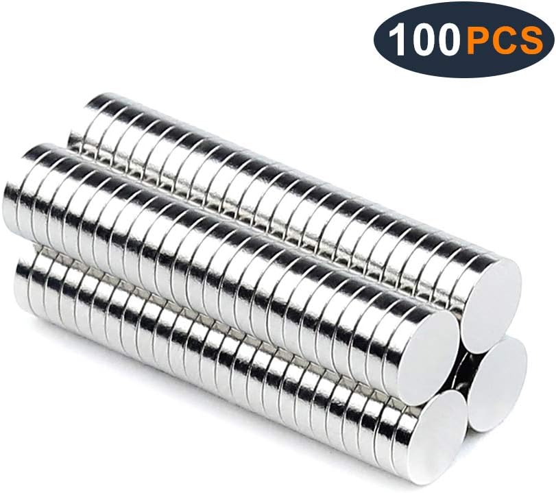 Refrigerator Magnets Premium Brushed Nickel Fridge Magnets, DIY Small Multi-Use Round Magnets for Science, Crafts, Office, Whiteboard, Map (100 PCS)