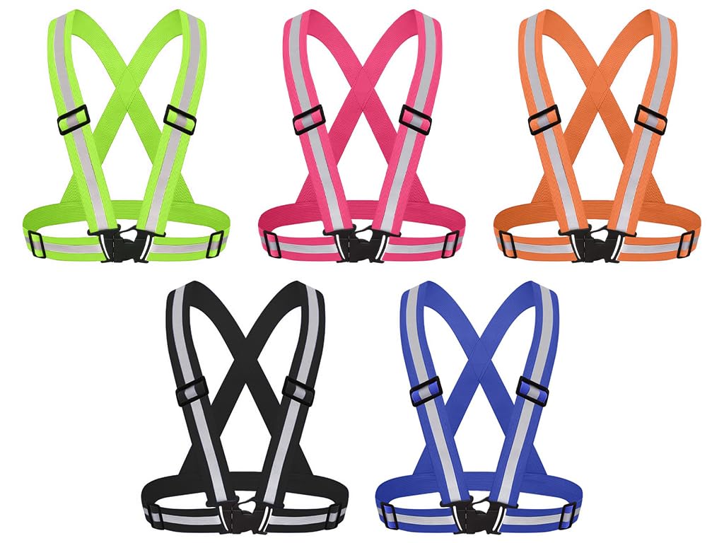 Kellegour 5 Pcs High Visible Reflective Running Vest,Reflective Vest Running Gear,Safety Reflective Gear,Running Vest High Visibility Reflective Gear,for Night Running,Walking,Jogging,Cycling,5 Color
