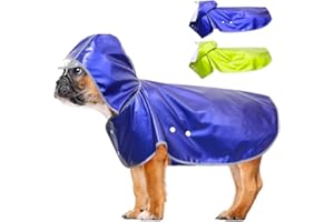 Weesiber Waterproof Dog Raincoat, Reflective Dog Rain Jacket Coat with Transparent Brim Hood, Adjustable Lightweight Puppy Poncho Slicker S M L XL (Small, Blue