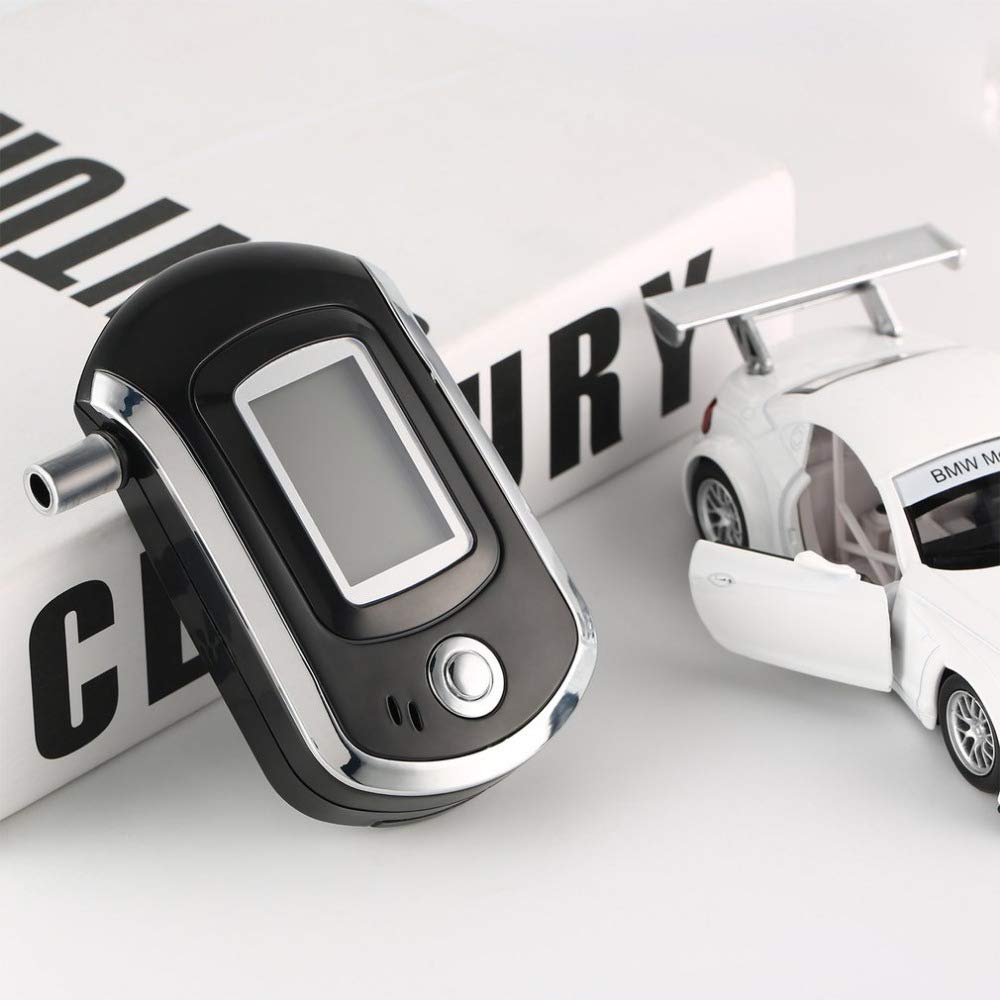 Alcoholímetro Digital con 5 Boquillas,Portátil de Alcohol con Pantalla LCD,Alcoholímetro Digital Profesional con Alerta Audible