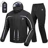 RIDEIRON Rain Suit, Rain Gear for Men & Women Waterproof Jacket and Pants Breathable Reflective Raincoat for Motorcycle, Fishing, Golf, Hunting, Camping L