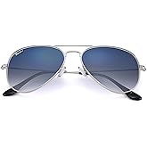 Pro Acme Glass Lenses Aviator Sunglasses for Women, Tinted Mirrored with UV400 Protection Metal Frame, 58mm