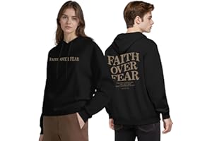 DISLANBO Unisex Faith Over Fear Graphic Hoodie Religious Oversized Pullover Comfort Essential Sweatshirt for Men and Women
