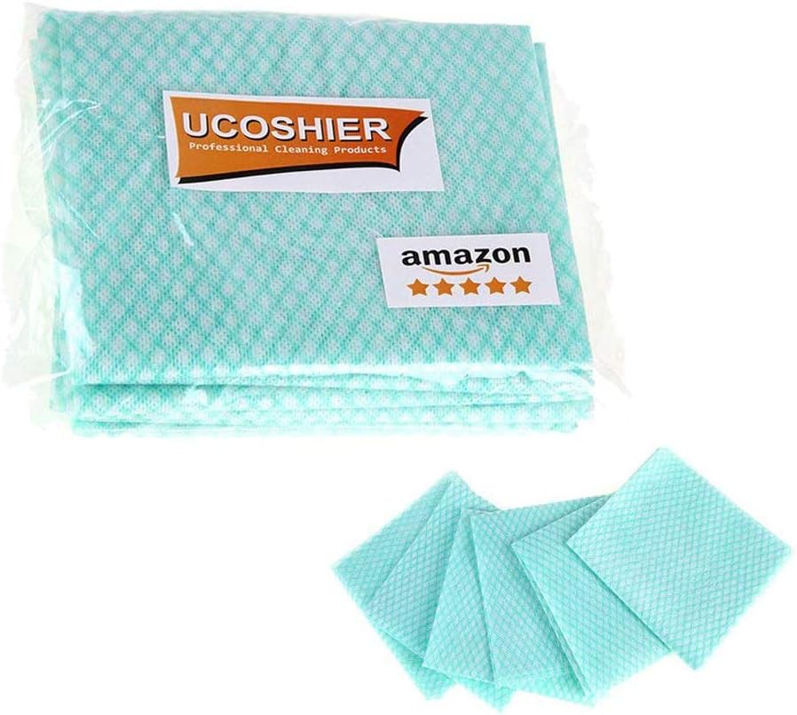 UCOSHIER Multipurpose Disposable Non Woven Cleaning Cloths Reusable Nonstick Wipes Rags House Cleaning Towels Dish Cloths,Green,6 Pcs/Bag