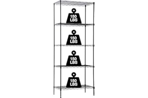 NChanmar 5-Tier Wire Shelving Unit Storage Shelves 61"x24"x14" Metal Heavy Duty Wire Rack Shelving NSF for Home Kitchen Bathroom Garage(Black)