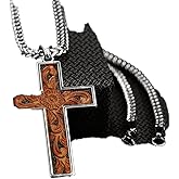 M&F Western Products TWISTER Men's Necklace 24" Leather Inlay Cross