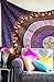 Folkulture Retro Spectrum Bohemian Hippie Tapestry Wall Hanging for College Dorm Room, Indian Mandala Floral Bedding Bedspread for Bedroom or Beach Blanket, Queen Size Blue Purple Boho Trippy Spread