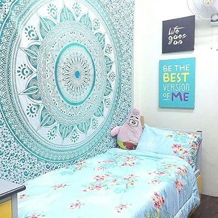 Ombre Mandala Tapestry Wall Hanging King Size Bed Sheet Cotton