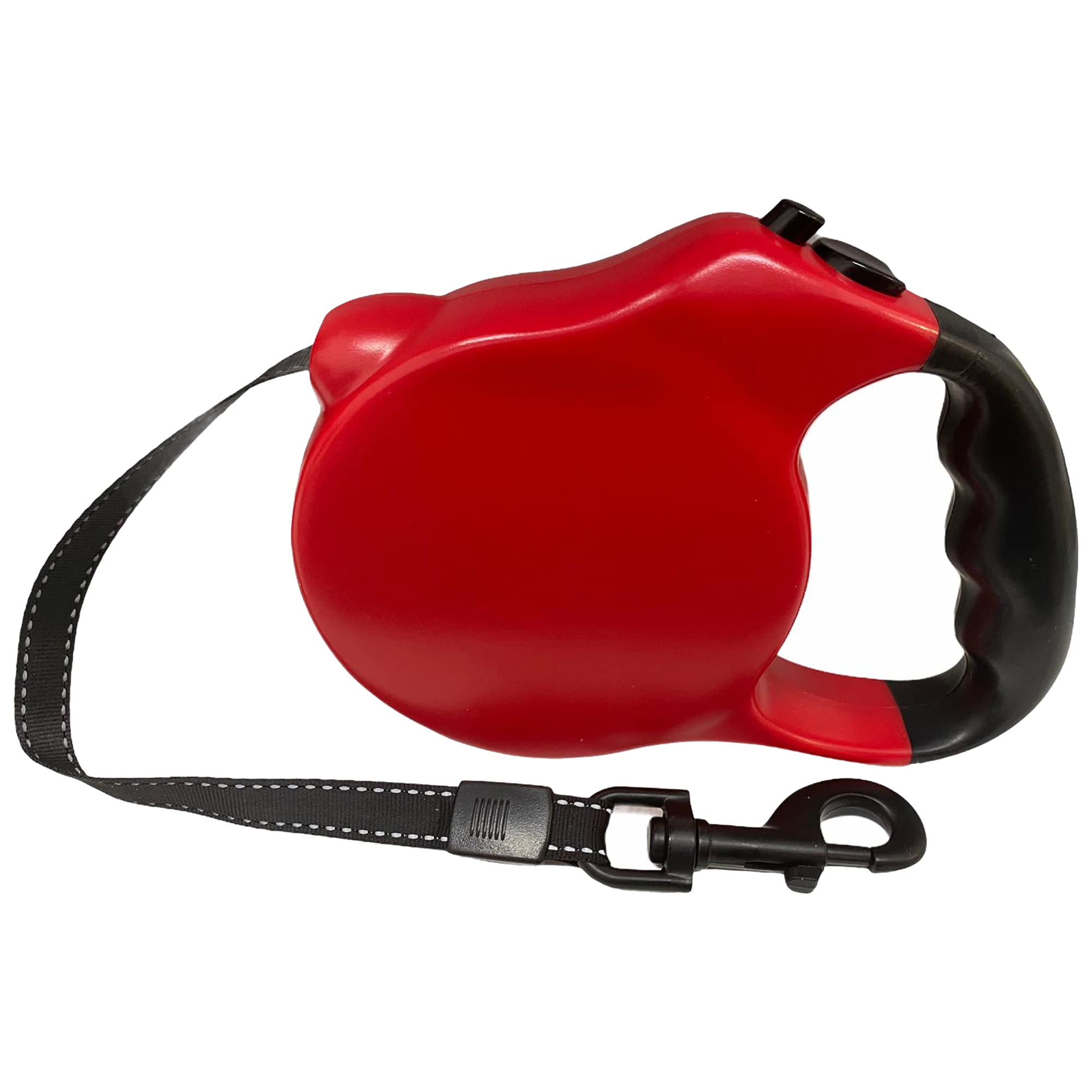 Pet Dog Puppy Doggy Automatic Retractable Lead Nylon Tape Rope with Handle Grip Nylon Tape Dog Lead 3M 5M & 7M (5 Meter Reflective Lead, Red)