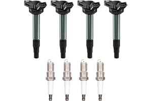 BLSHWEZ Ignition Coil Pack UF596 & Spark Plugs 4912 for 2009-2017 Toyota Corolla Matrix Prius 2011-2016 Lexus Scion IM XD Pontiac Vibe [Set of 4 ]