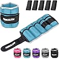 Henkelion 1 Pair 2 3 5 10 Lbs Adjustable Ankle Weights for Women Men Kids, Strength Training Wrist and Ankle Weights Sets for Gym, Fitness Workout, Running, Lifting - Black Grey Pink Blue Purple