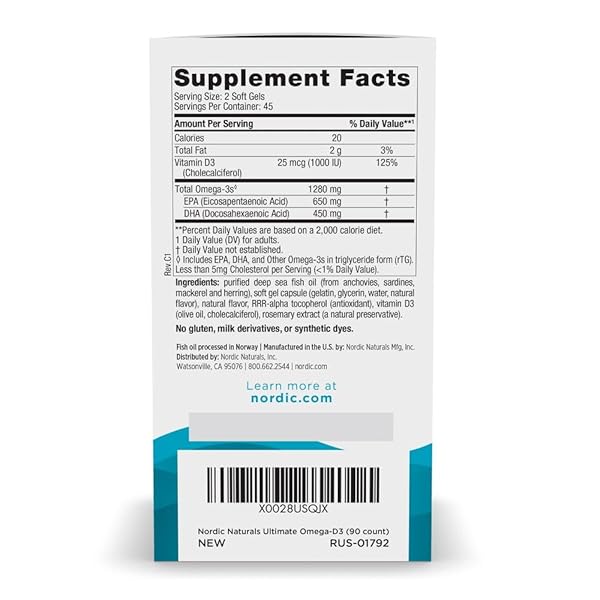 NORDIC NATURALS ULTIMATE OMEGA-D3, LEMON FLAVOR – 90 SOFT GELS – 1280 MG OMEGA-3 + 1000 IU VITAMIN D3 – EPA & DHA – PROMOTES BRAIN, HEART, & IMMUNE HEALTH – 45 SERVINGS