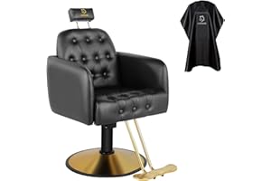 LUXMARS Hydraulic Barber Chair Salon Chair Styling Chair 360 Degrees Rolling Swivel Barber Chairs Height Adjustable Barbershop Hair Salon Equipment Black