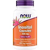 NOW Foods Inositol 500 mg, Superior Myo Inositol Form, for Healthy Membrane Function*, Cellular Health*, Support for Women* Kosher, Suitable for Vegans - 200 Vegetarian Capsules (Pack of 1)