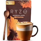 RYZE Organic Mushroom Coffee, Medium Roast, Adaptogenic Blend, 30 Servings | 6 Adaptogenic Mushrooms including Lion's Mane, Turkey Tail &amp; Cordyceps, Made with Organic Coffee, Gluten Free, Vegan