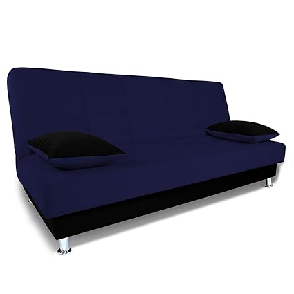 Adorn India Alyssum 3 Seater Sofa Cumbed (Navy Blue & Black)