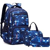 Galaxy-Print School-Bag Backpack for Boys Middle-School Elementary Bookbag