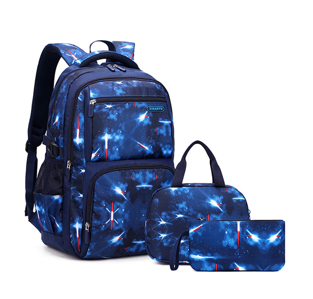 Space School-Bag Backpack with Lunch-Bag for Boys Middle School Elementary Bookbag