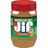 Jif Reduced Fat Creamy Peanut Butter Spread, 40 Oz. Jar | 60 percent peanuts, See nutrition information for fat and saturated fat content