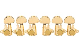 Musiclily Basic R15A 3R3L 15:1 Ratio Full Sealed Machine Heads Tuners Tuning Pegs Keys with Half Moon Button Right Angle Scre