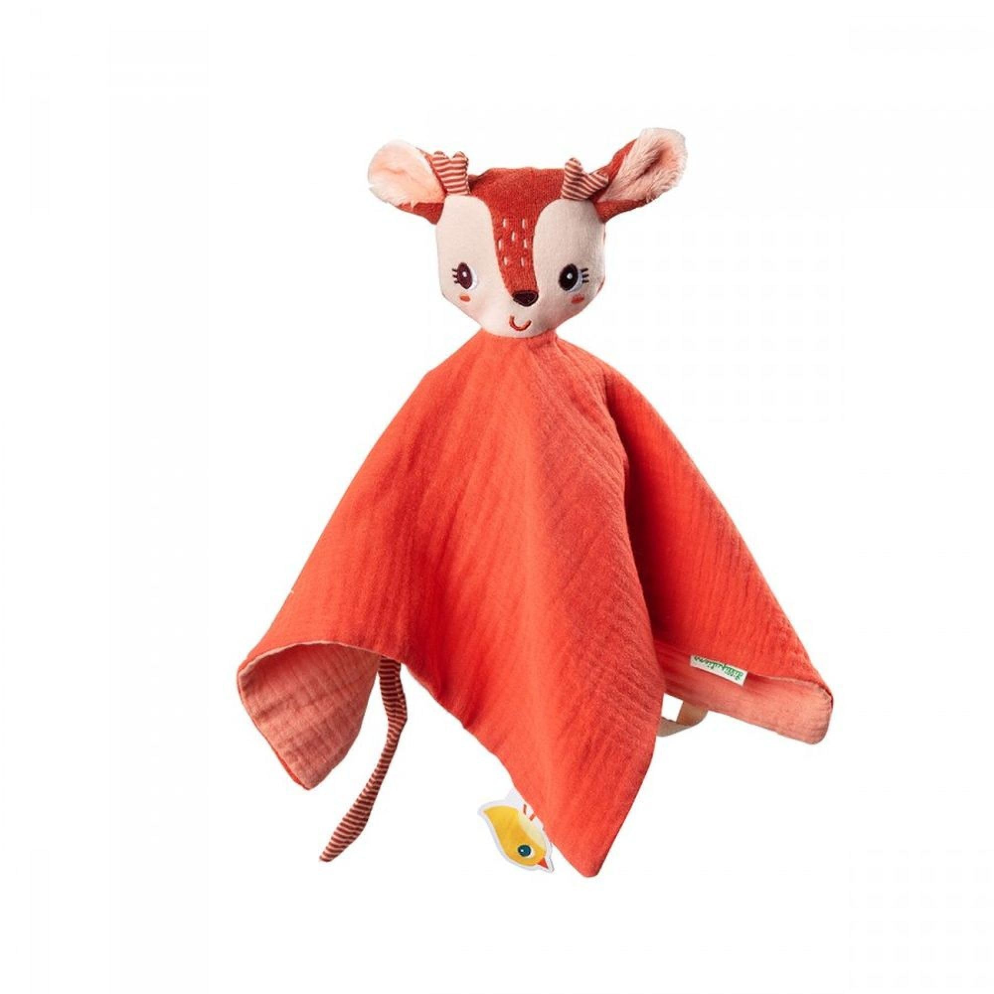 LILLIPUTIENS - Stella the Fawn Puppet Comforter - Organic Cotton - With Pacifier Clip and Name Tag - Ultra-Soft Texture - 32 x 32cm - From Birth - 83385