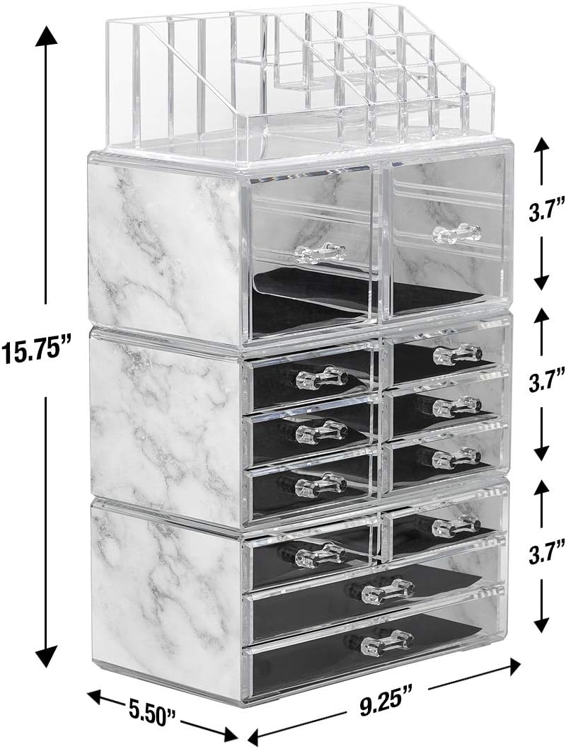 Sorbus Cosmetic Makeup and Jewelry Storage Case Tower Display Organizer - Spacious Design - Great for Bathroom, Dresser, Vanity and Countertop (Marble): Home Improvement