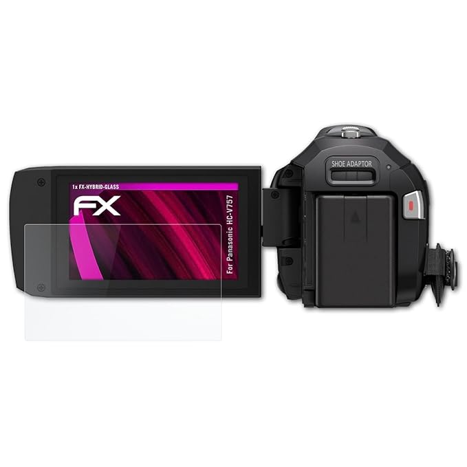 atFoliX Glasfolie kompatibel mit Panasonic HC-V757 Panzerfolie, 9H Hybrid-Glass FX Schutzpanzer Folie