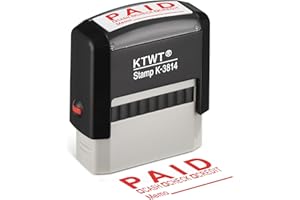 KTWT Paid Self Inking Stamp, Paid Stamps for Retail Use, Self Inking Stamp with Red Ink, Rubber Stamps for Business, with Type and Memo