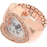 ifundom Finger Watch Vintage Ring Watch Heart Shape Quartz Finger Ring Watch for Birthday Graduation Gift Rosy