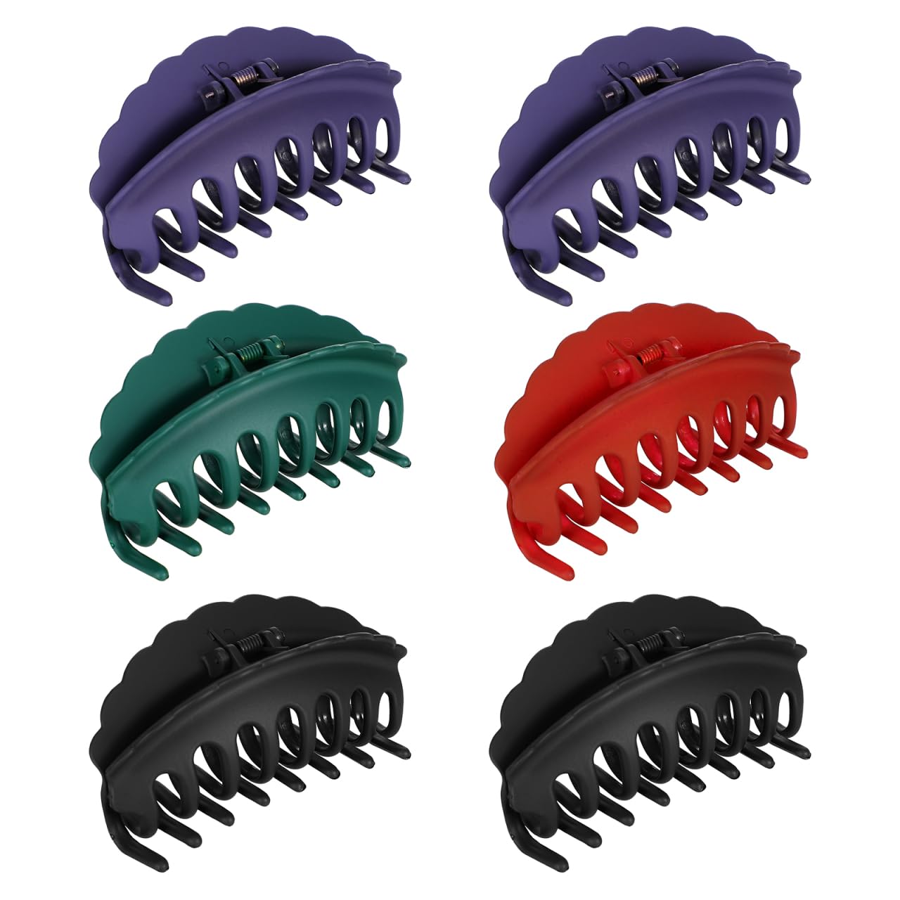 Photo 1 of ***COLORS DIFFER FROM STOCK PHOTO*** Beavorty Large Double Teeth Claw Clips for Thick Hair Matte Finish No Slip Hair Accessories 6Pcs