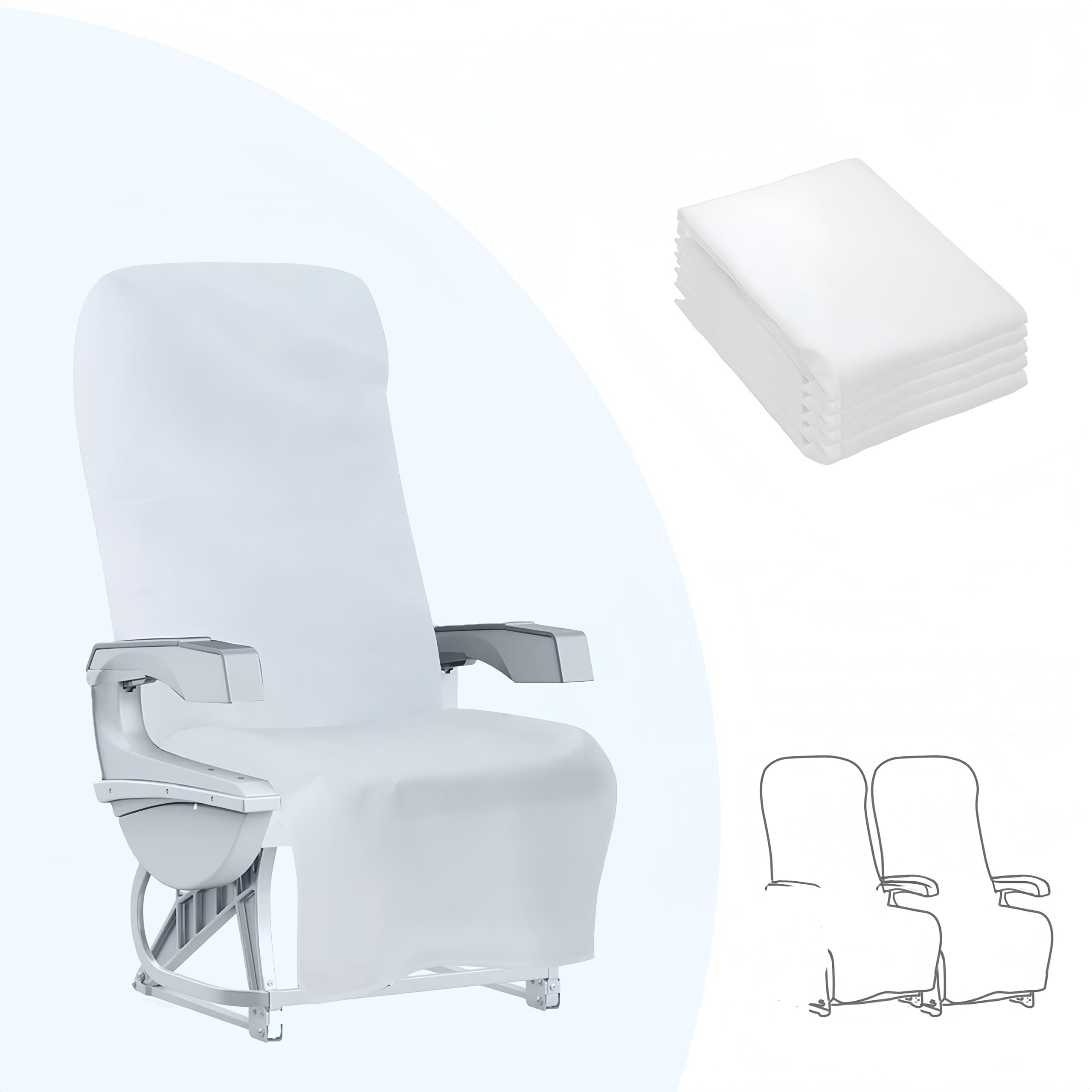 5 Pcs Disposable Airplane Seat Covers Non-woven Safety Protection Portable Seat Cover With Eco Friendly Luggable For Airplane, Train, Bus, Office, Movie Theatre, And Rental Car,easy To Use (5 Pcs)