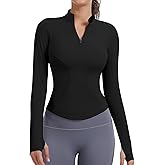 JoyGirl Long Sleeve Workout Tops for Women Running Jacket Cropped Athletic Shirts Slim Fit Yoga Top with Thumb Holes