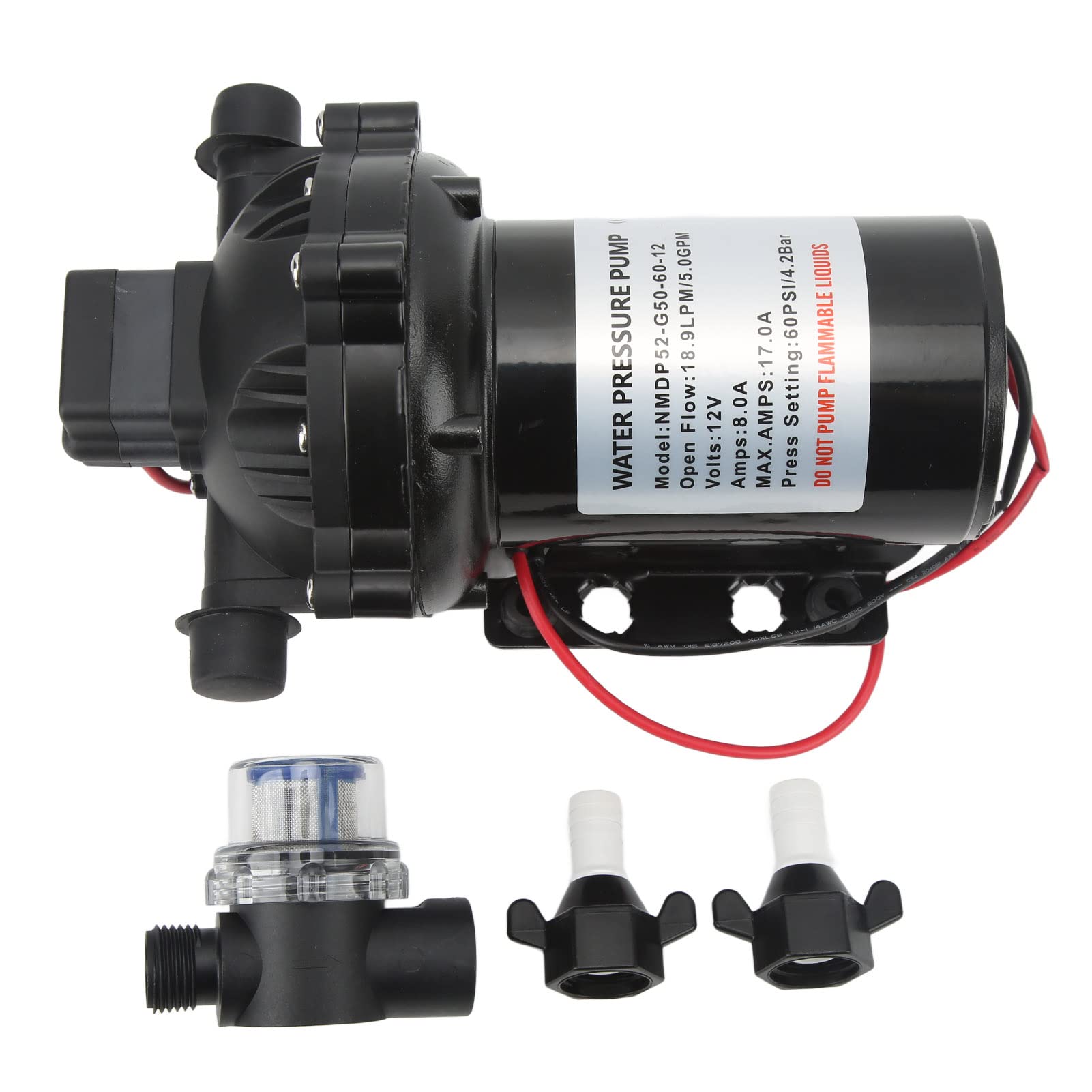 Self Priming Diaphragm Pump,12V Water Pump Self Priming Diaphragm Pump High Flow 18.9LPM 5.0GPM for RV Marine Boat