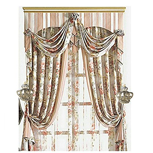 Joyci One Pair Crown Curtain Holdbacks Inlay Crystal Pearl Curtain Tiebacks Unique Drapes holder (Gold)