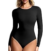 Mobeso Women’s Crew Neck Long Sleeve Bodysuits - Double lined Body Suit T Shirts Basic | Top Fall Winter Outfit
