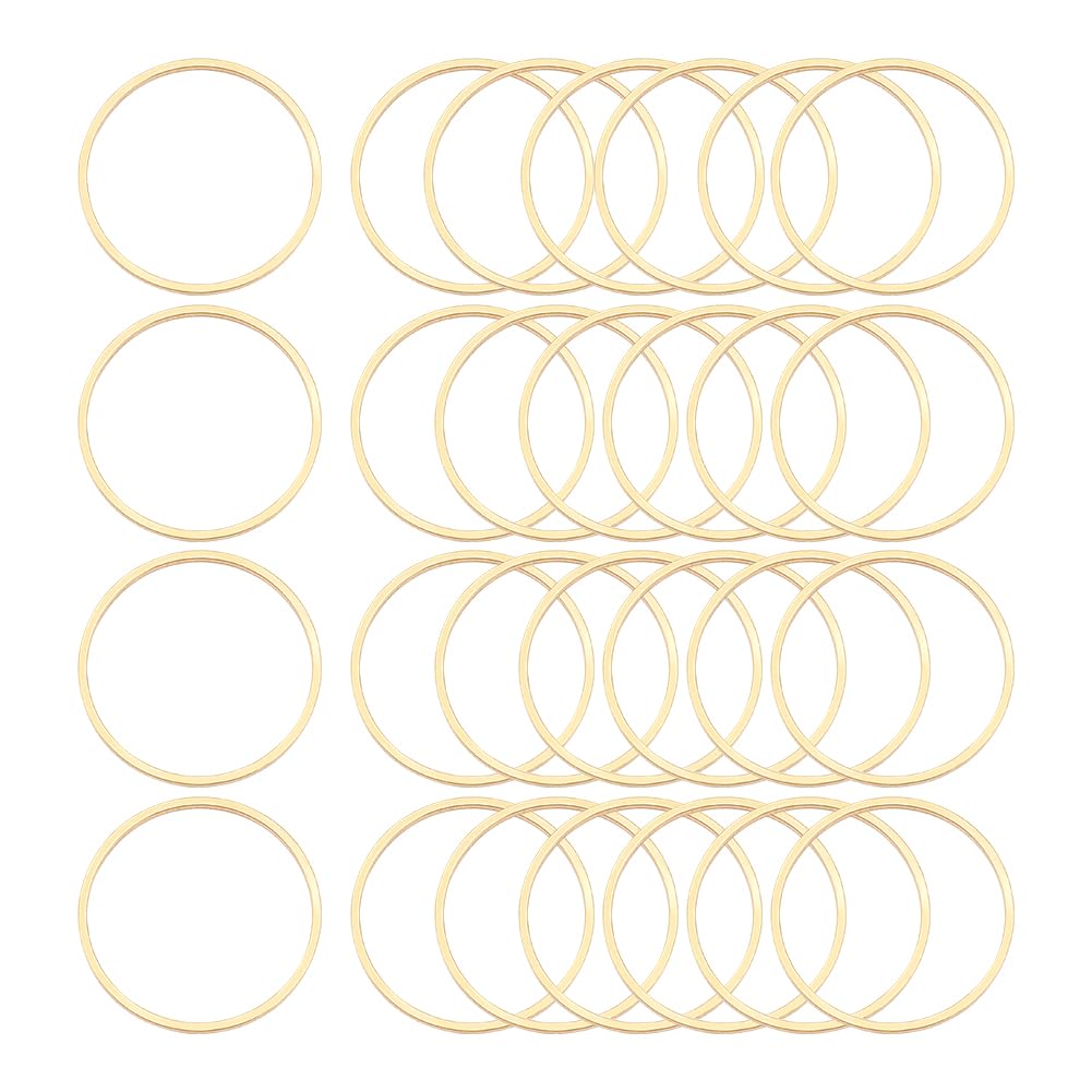 UNICRAFTALE 30Pcs Stainless Steel Golden Linking Rings 20mm Round Rings Hollow Ring Charms Frames Connectors Metal Jewelry Connector Links for DIY Necklace Bracelet Earring Jewelry Making
