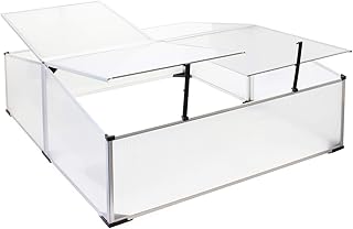 Frühbeet Doppel-Gewächshaus aus Aluminium, 100x120x40cm, arretierbares Dach, witterungsbeständig