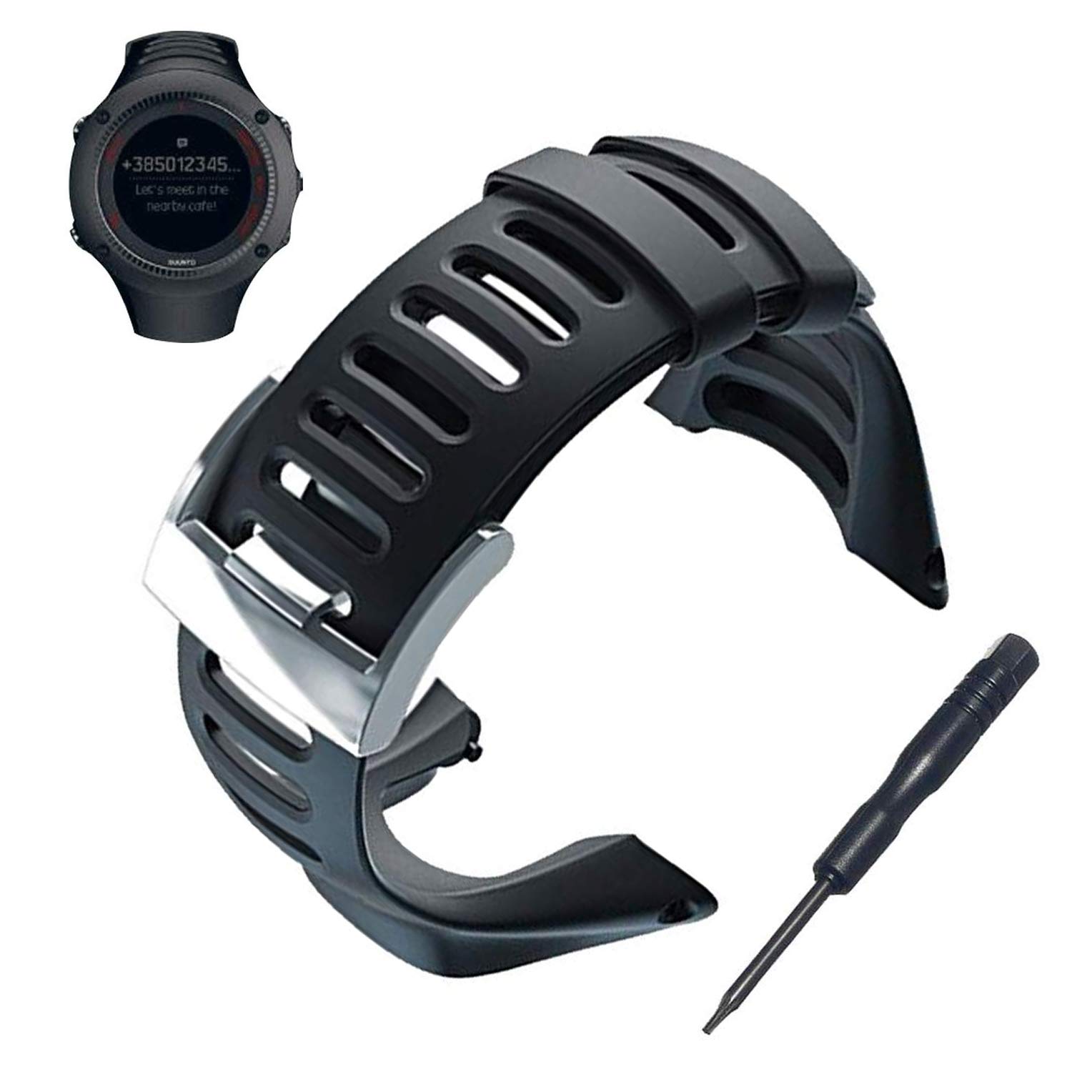 JTMM Suunto Ambit Watch Band Replacement Kits, Soft Rubber Watch Band Adjustable Watch Strap Watch Accessories for Suunto Ambit 1/2/2S/2R/3 Sport/3 Run/3 Peak
