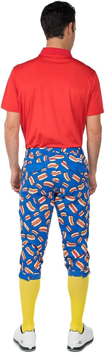 Men's Loud Golf Knickers and Socks - Traditional Retro Bright Golf Pants: Clothing