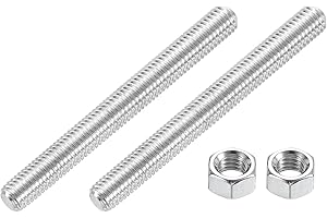 uxcell 3/8"-16 Fully All Threaded Rod, 2 Pcs 304 Stainless Steel Long Threaded Screw 4" Length Right Hand Threads for Furniture Mounting Assembly Fastening