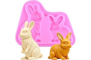 YIHUOMOLDS 3D Easter Bunny Silicone Mold Rabbit Fondant Chocolate Molds for Cake Decoration Cupcake Topper Candy Gum Paste Po